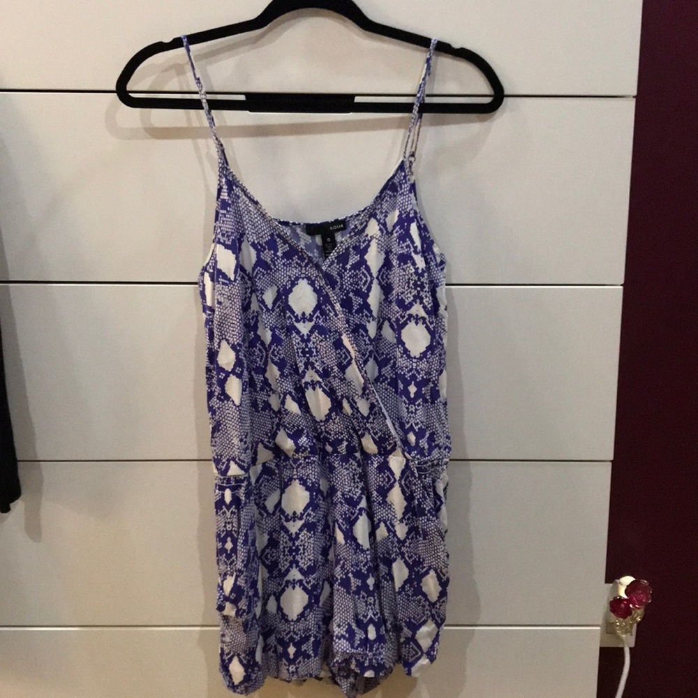 Aqua Purple White Spaghetti Strap Romper